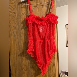 Sexy Red Romper with Heart Details Savage X Fenty Valentine’s